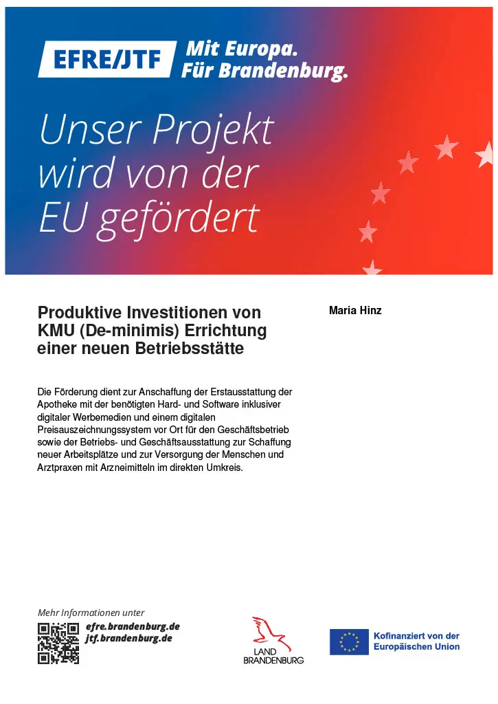 Plakat ILB PM - Produktive Investitionen von
KMU (De-minimis) Errichtung
einer neuen Betriebsstätte